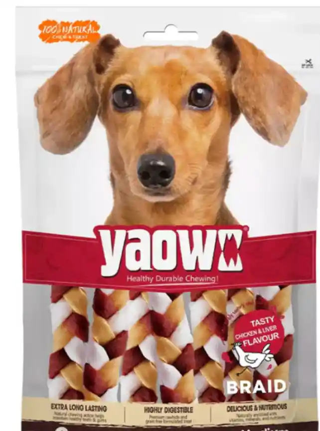 Yaow Snacks Masticables Para Perros Yao Wo Braid Medium 5" 220gr