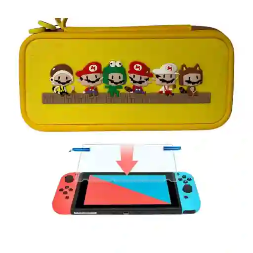 Estuche Edicion Mario Versiones + Vidrio Para Nintendo Switch