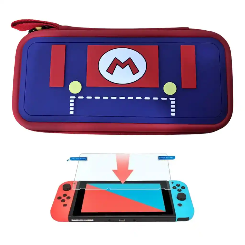 Estuche Edicion Mario Vestido + Vidrio Para Nintendo Switch