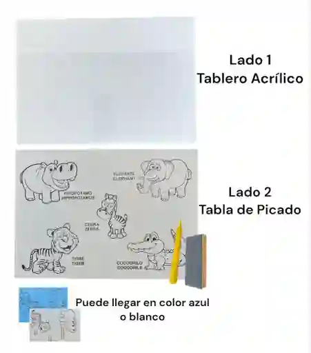 Tabla De Picado Con Tablero 35 X 25 Cm Incluye Punzon. Colores Surtidos