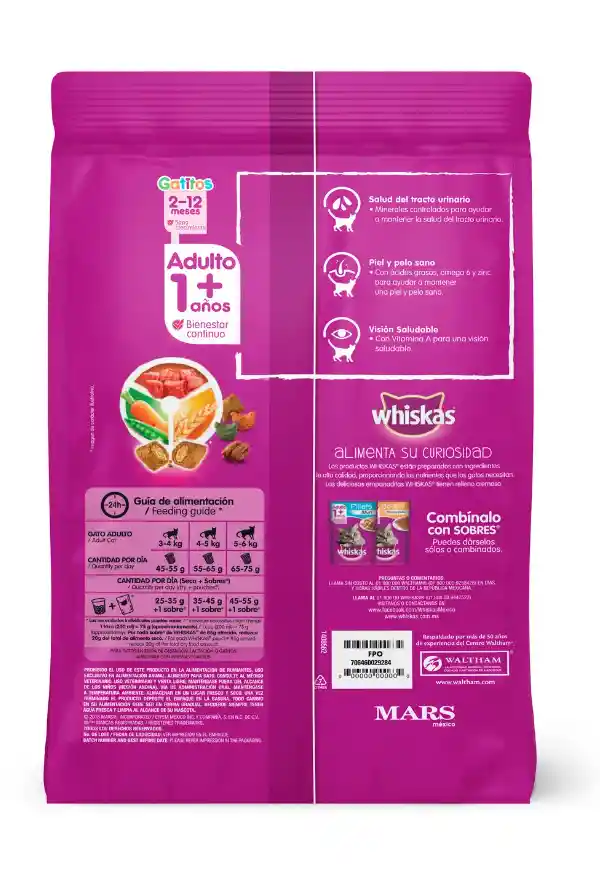 Whiskas Alimento Seco Gato Adulto Sabor Carne 1.5kg + Gratis Sobre Whiskas