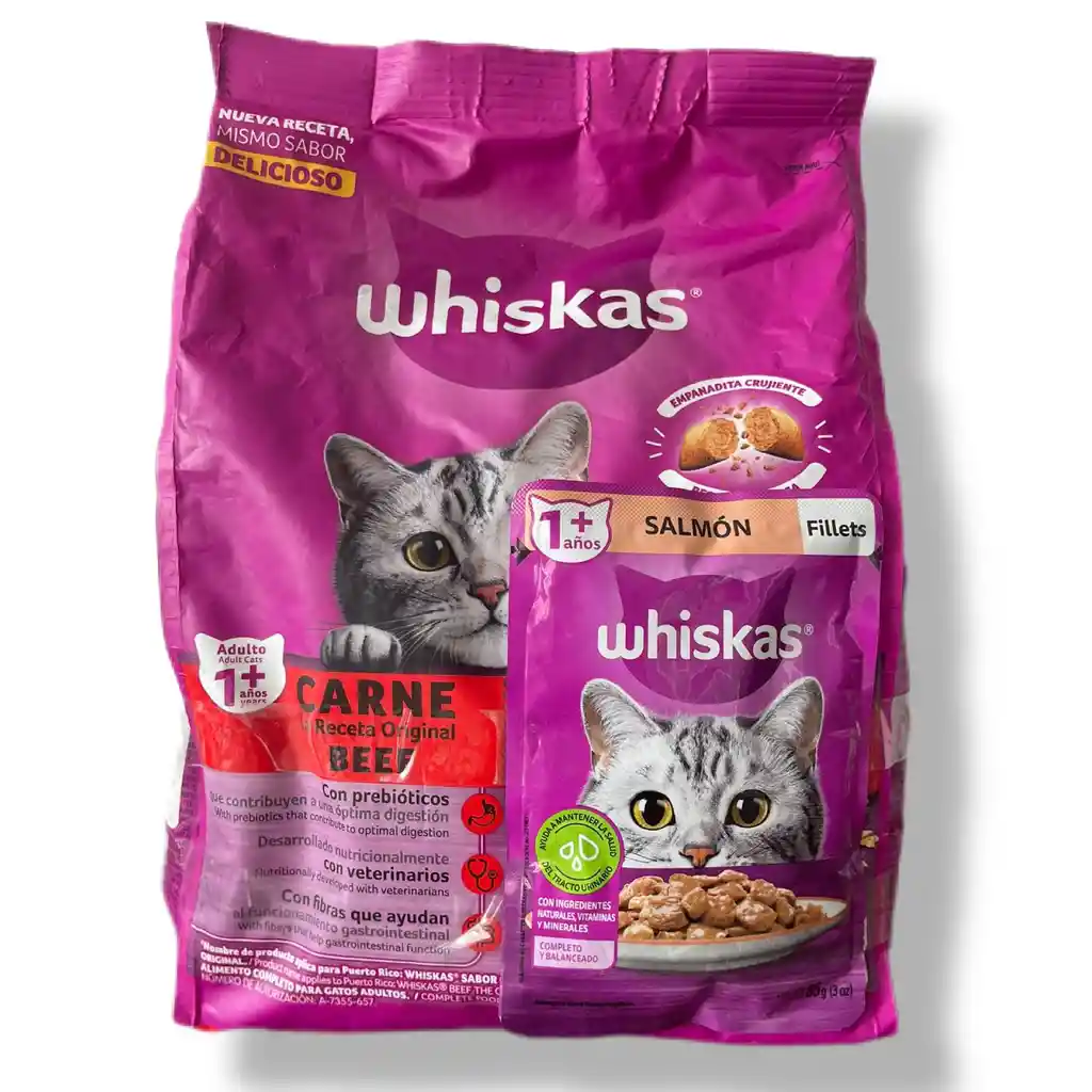 Whiskas Alimento Seco Gato Adulto Sabor Carne 1.5kg + Gratis Sobre Whiskas