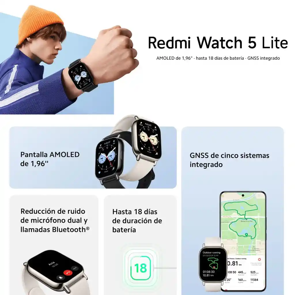 Xiaomi Redmi Watch 5 Lite, Pulsera Smart Gps Llamada Bt, Dorado