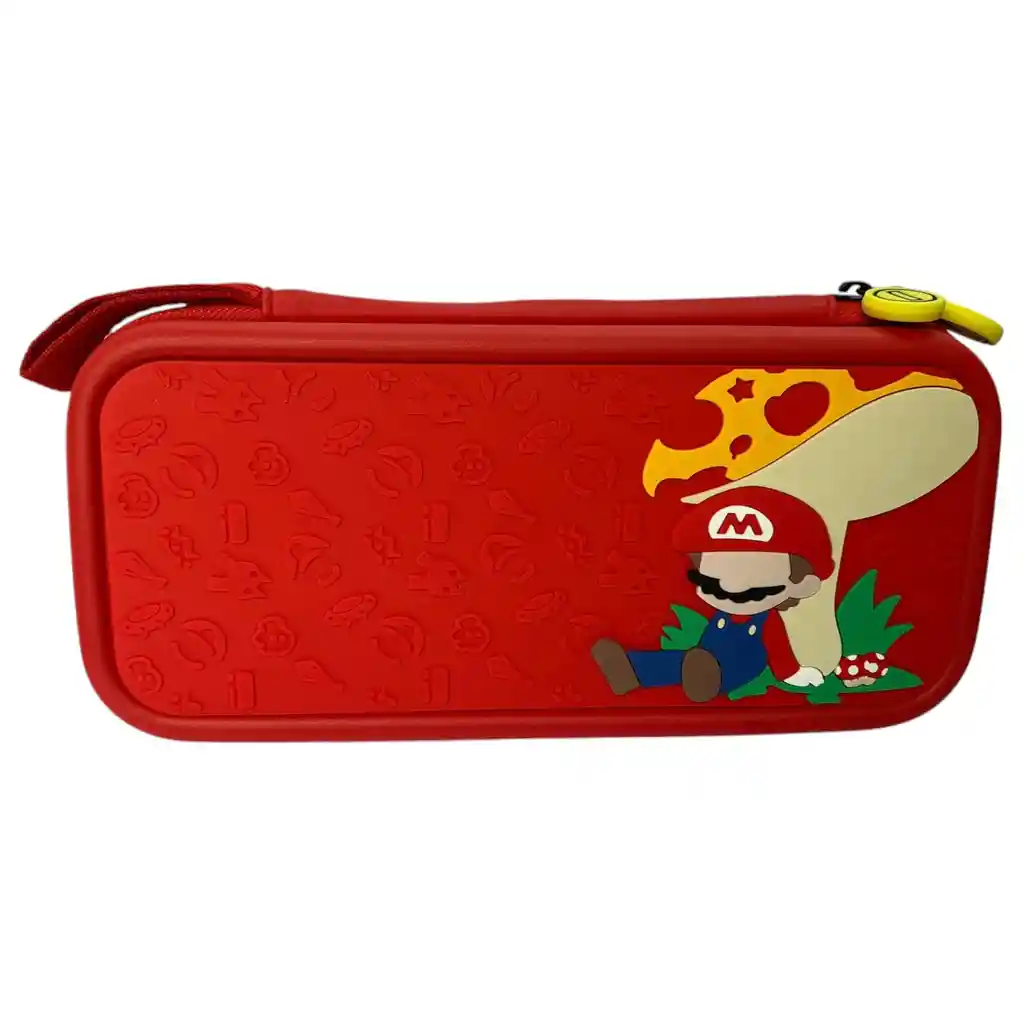 Estuche Edicion Mario Hongo + Vidrio + 2 Grips Para Nintendo Switch