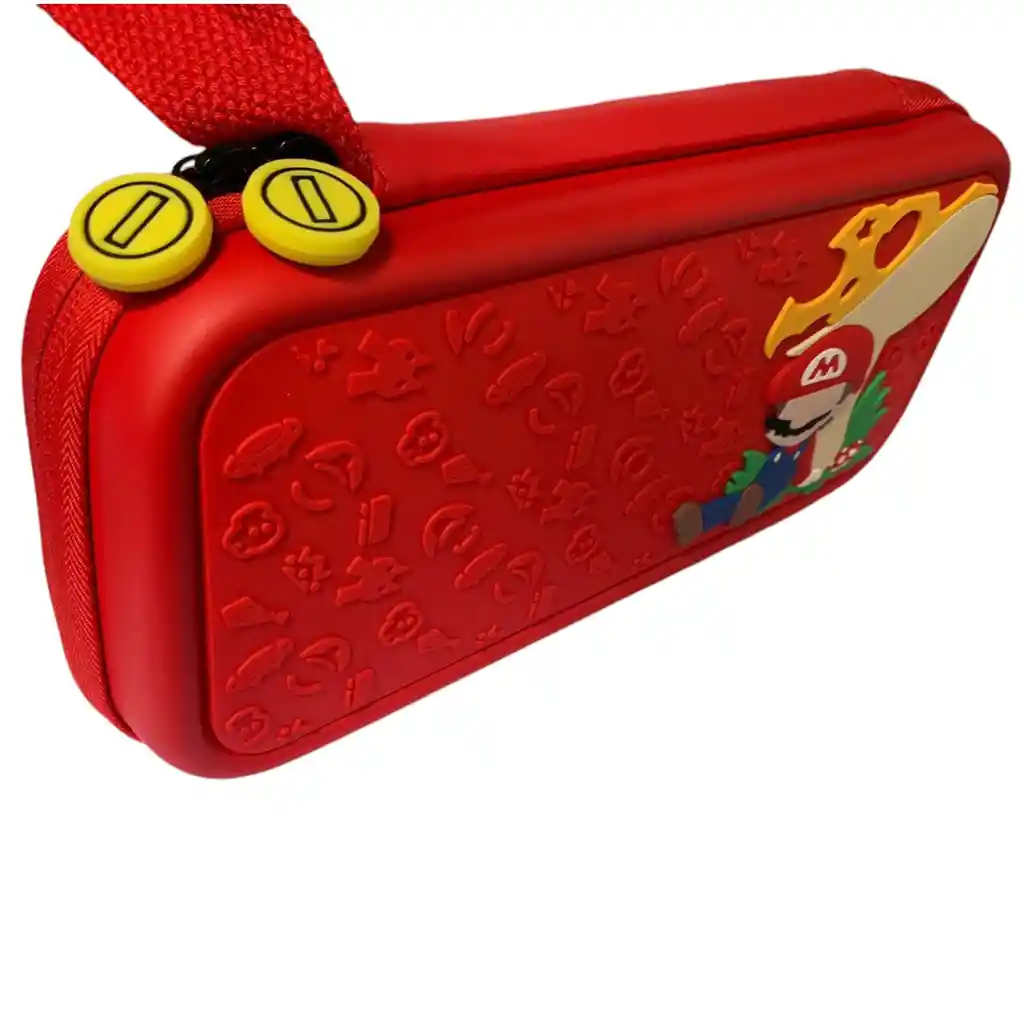 Estuche Edicion Mario Hongo + Vidrio + 2 Grips Para Nintendo Switch