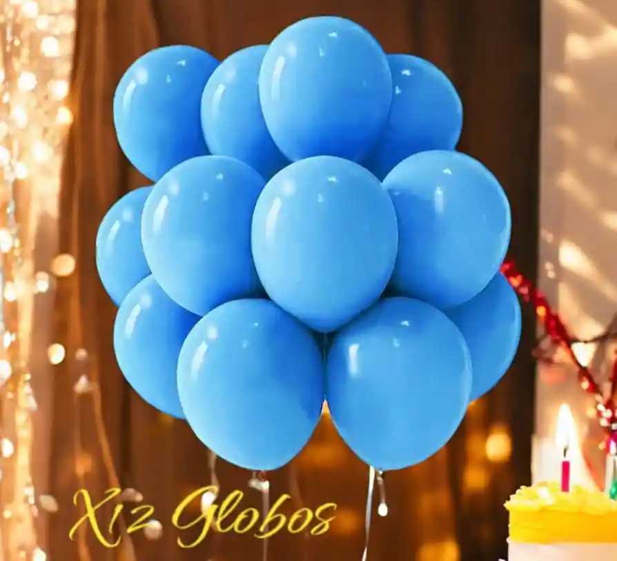 Globos En Látex R12 X12 Unidades Azul Claro Mate