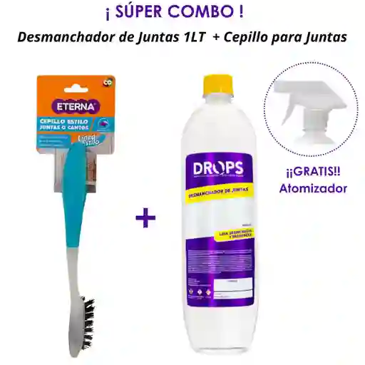 ¡super Combo!! Desmanchador De Juntas 1lt Drops + Cepillo Para Juntas O Cantos Eterna Estilo