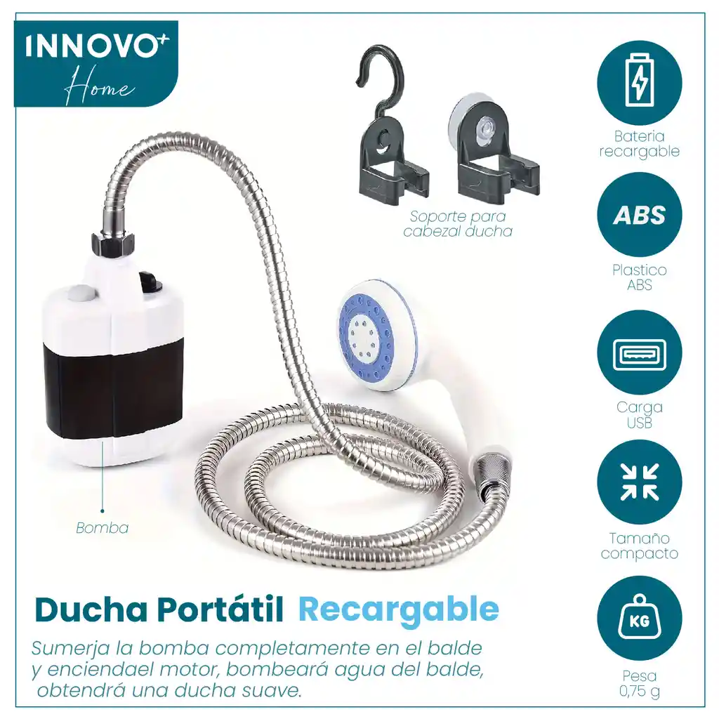 Ducha Recargable Portatil Viajera Contingencia Agua