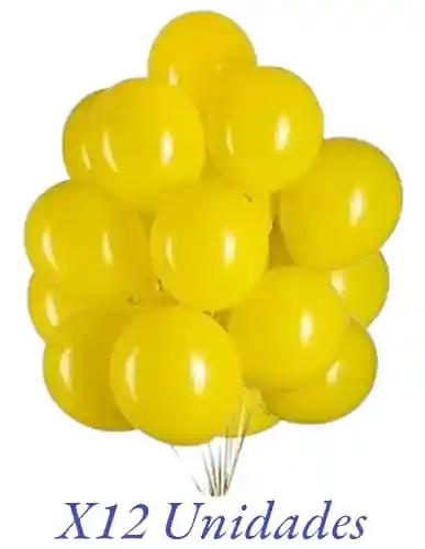 Globos En Látex R12 X12 Unidades Amarillo Mate