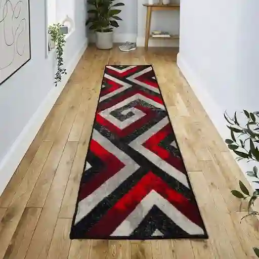 Tapete Camino Estampado Antideslizante Rojo 50 X 180 Cms