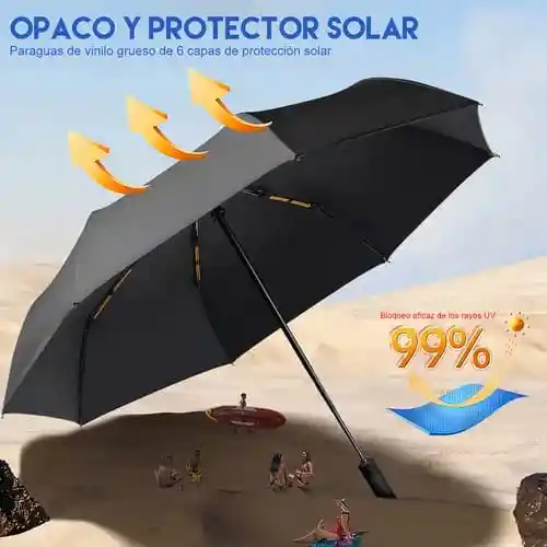 Sombrilla Automatica Con Protector Solar En Color Negro