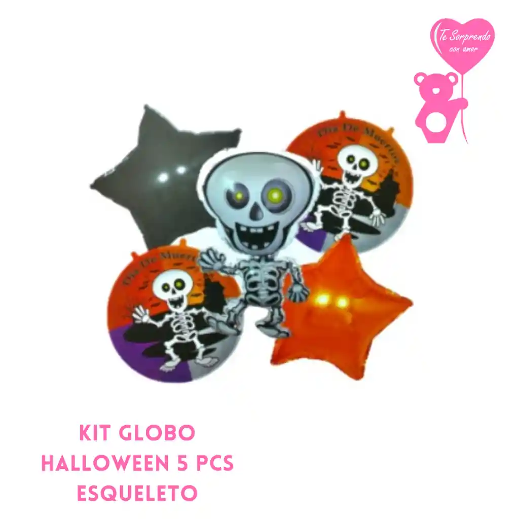 Kit Globo Halloween 5 Pcs Esqueleto