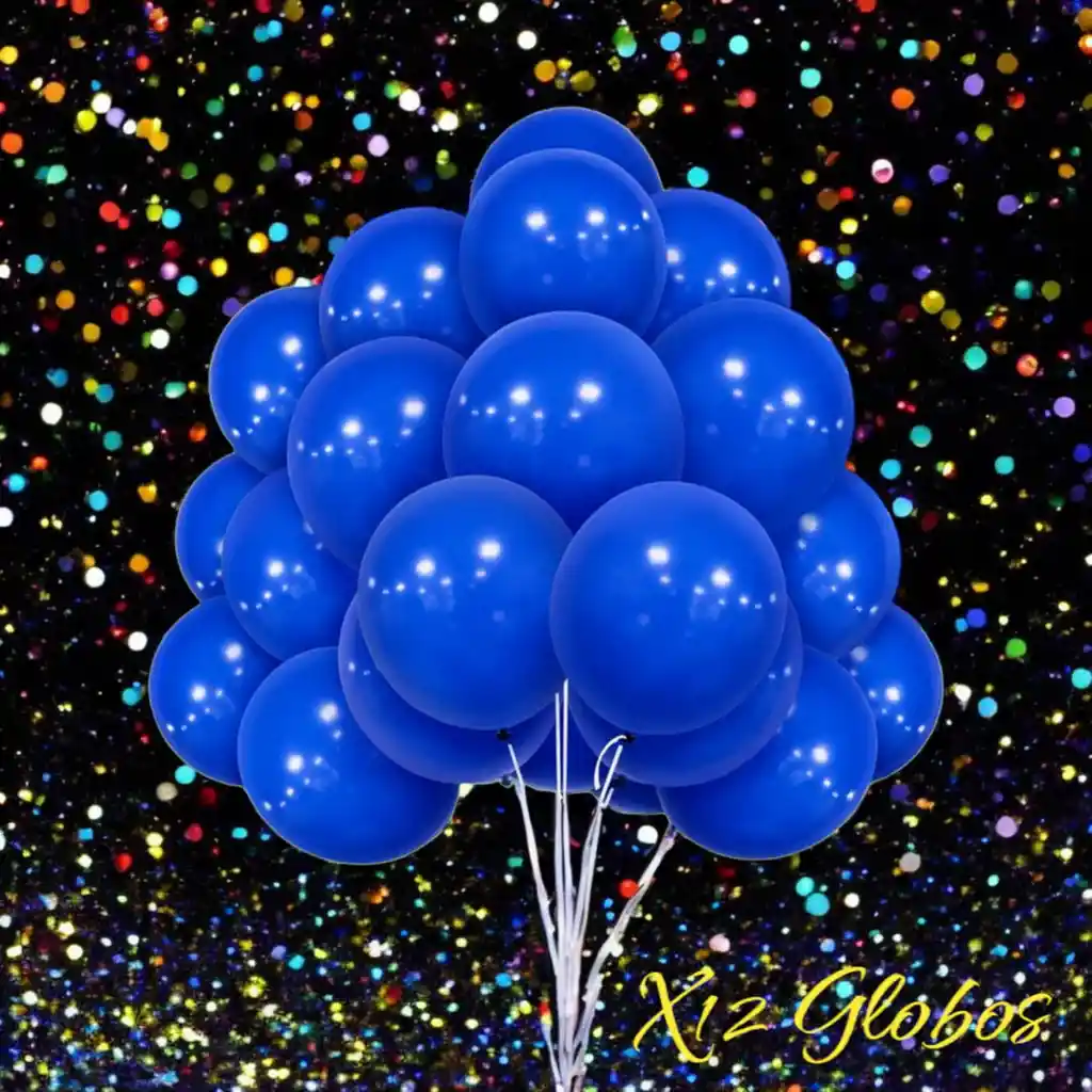 Globos En Látex R12 X12 Unidades Azul Rey Mate