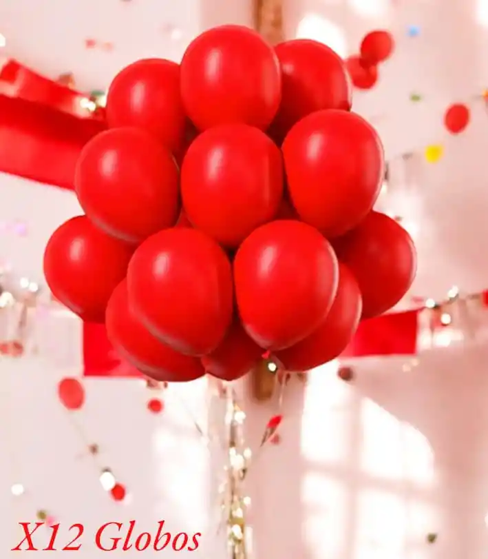 Globos En Látex R12 X12 Unidades Rojo Mate