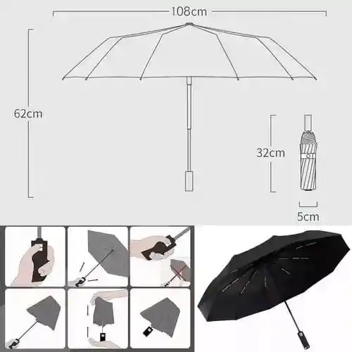 Sombrilla Automática Paraguas Con Protector Solar