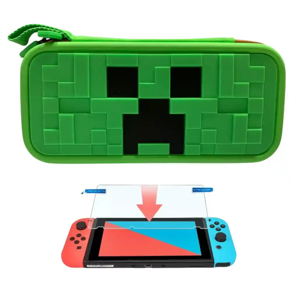 Estuche De Edicion Minecraft + Vidrio Templado Para Nintendo Switch Estandar