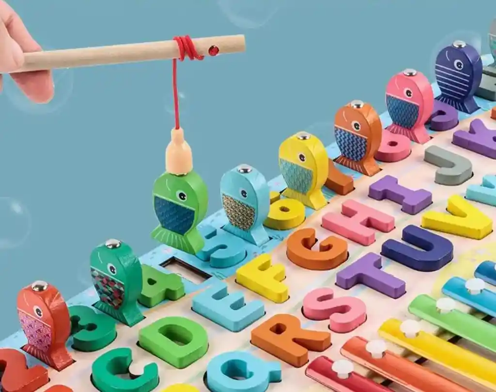 Juego Educativo Abaco Letras Numeros Figuras En Madera Y Xilofano Niños