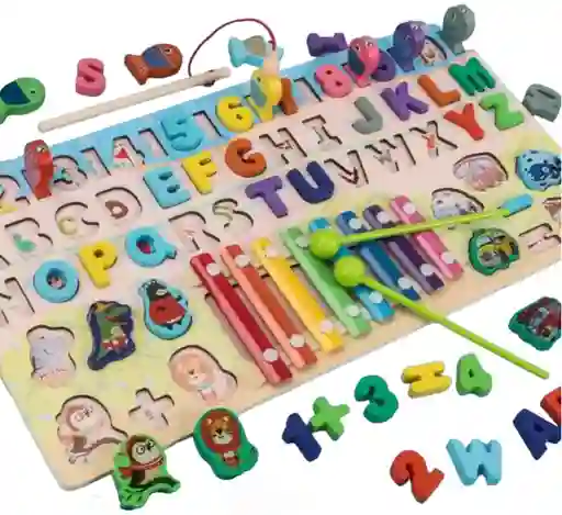 Juego Educativo Abaco Letras Numeros Figuras En Madera Y Xilofano Niños