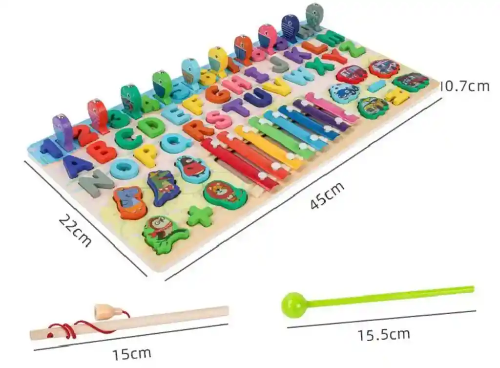 Juego Educativo Abaco Letras Numeros Figuras En Madera Y Xilofano Niños