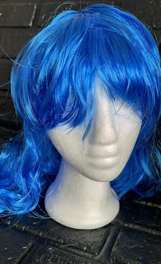Peluca Larga Azul Oscuro