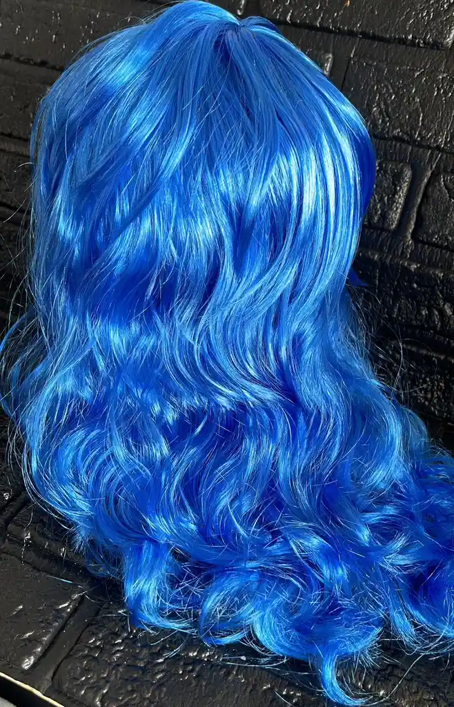 Peluca Larga Azul Oscuro