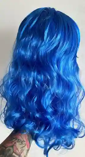 Peluca Larga Azul Oscuro