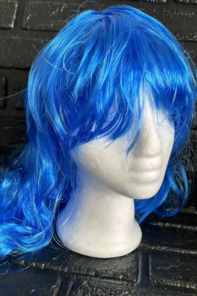 Peluca Larga Azul Oscuro