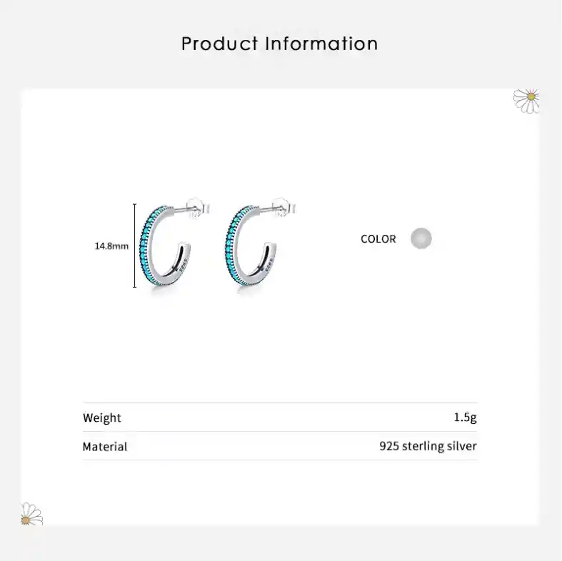 Aretes Aros Pendientes Para Mujer Con Turquesas En Plata 925