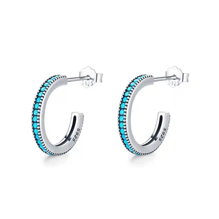 Aretes Aros Pendientes Para Mujer Con Turquesas En Plata 925