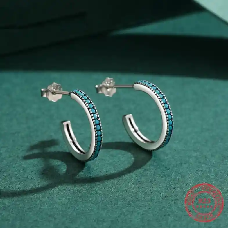Aretes Aros Pendientes Para Mujer Con Turquesas En Plata 925