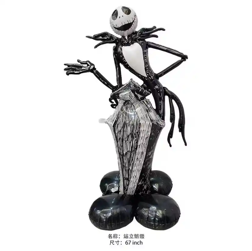 Halloween Globo Metalizado Extragrande Con Base Jack Skellington