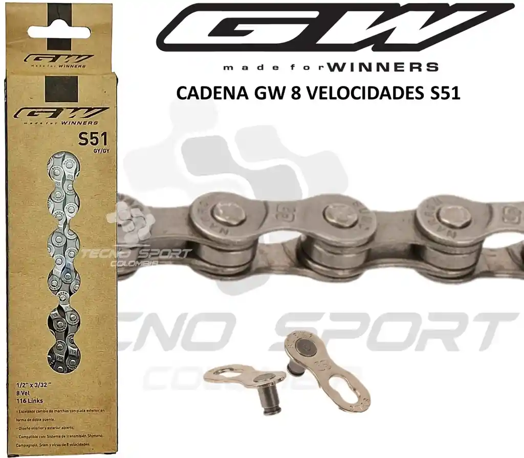 Cadenilla Gw S51 8v Cadena Bicicleta Montaña Y Ruta