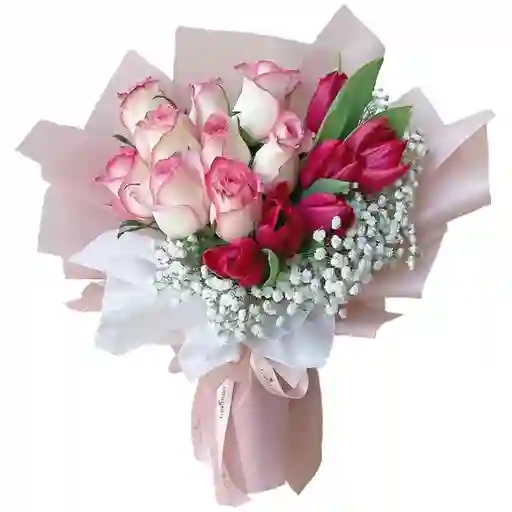 Ramo Rosas Y Tulipanes Pinky Love