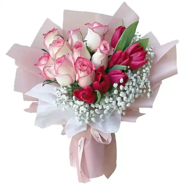 Ramo Rosas Y Tulipanes Pinky Love