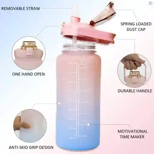 Combo Termo 2x1 Botella De Agua 2 Litros Y 900 Ml Con Tapa