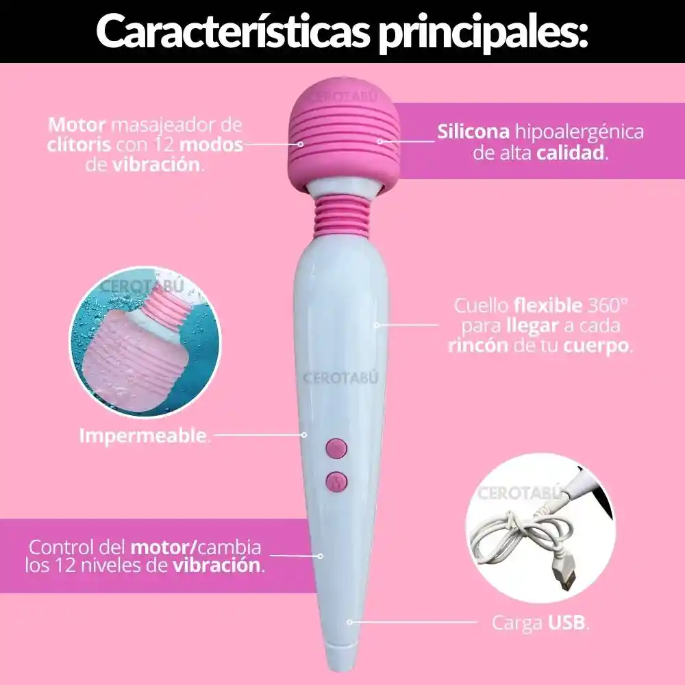 Vibrador Consolador Masajeador De Clitoris Hitachi Hitwhite Recargable