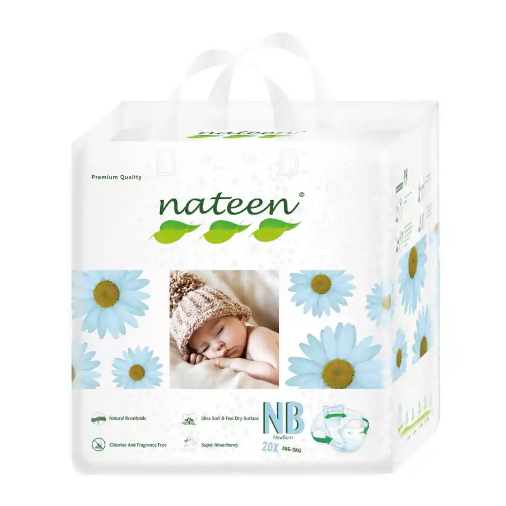 Nateen Pañales Desechables Biodegradables E Hipoalergénicos Nb Etapa 1, 2-5 Kg X80 Pañales