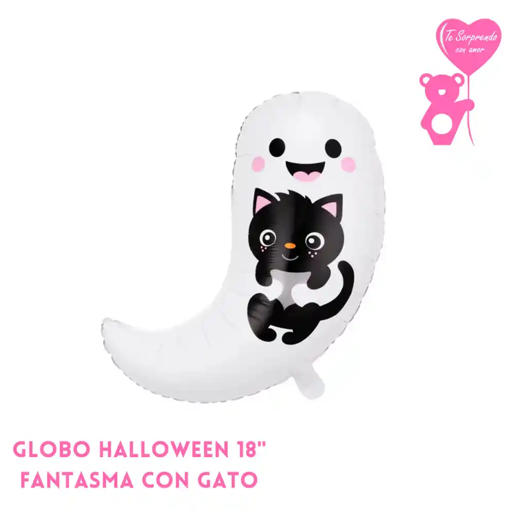 Globo Halloween 18" Fantasma Con Gato