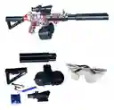Fusil M416 Doble Cañon Lanzador De Esferas De Hidrogel Recargable Color Rojo