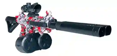 Fusil M416 Doble Cañon Lanzador De Esferas De Hidrogel Recargable Color Rojo