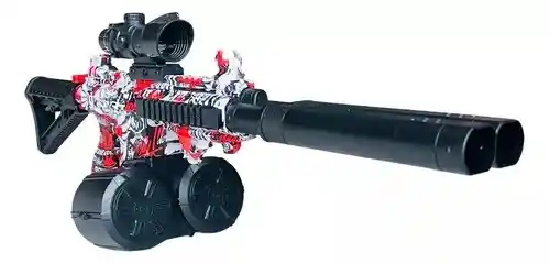 Fusil M416 Doble Cañon Lanzador De Esferas De Hidrogel Recargable Color Rojo