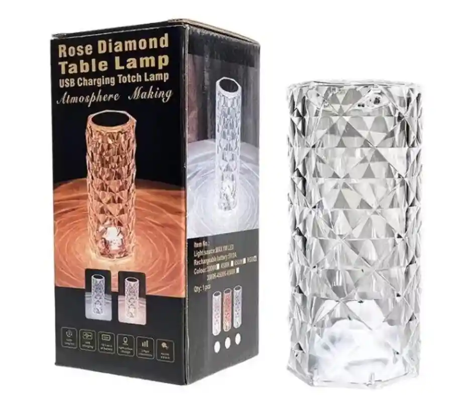 Lampara De Mesa Táctil Cristal Luz Led Rgb Recargable