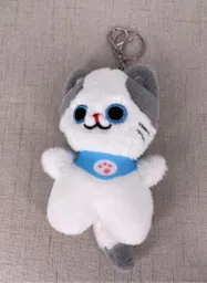 Regalo Juguete Llavero Peluche Pañoleta Azul Gato Blanco Catlovers