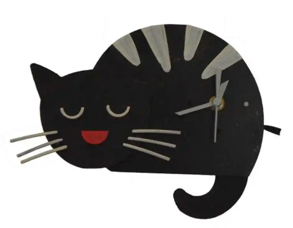 Regalo Reloj De Pared Diseño Gato Dormido Negro Catlovers