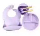 Kit / Set De Vajillas De 7 Piezas En Silicona, Libre De Bpa, Morado