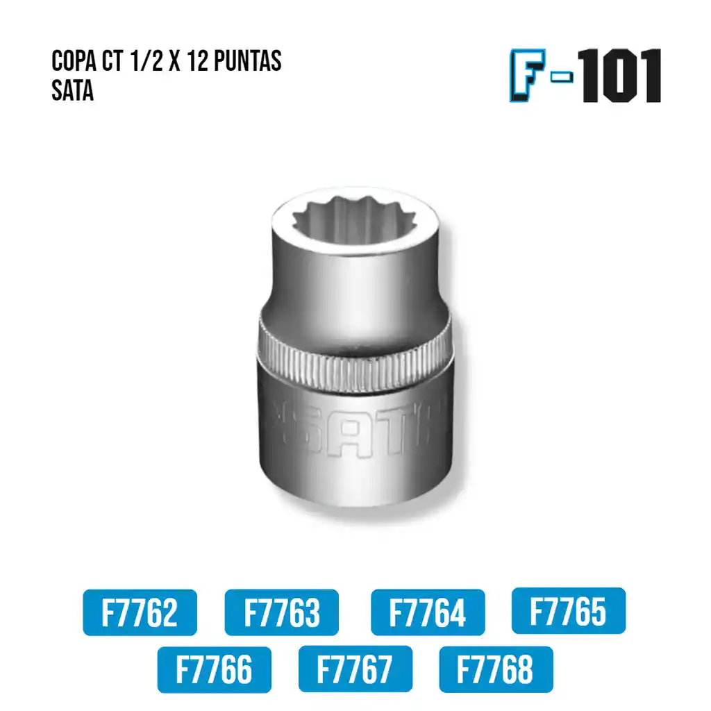 Copa Ct 1/2" 13mm 12 Puntas Sata 13604