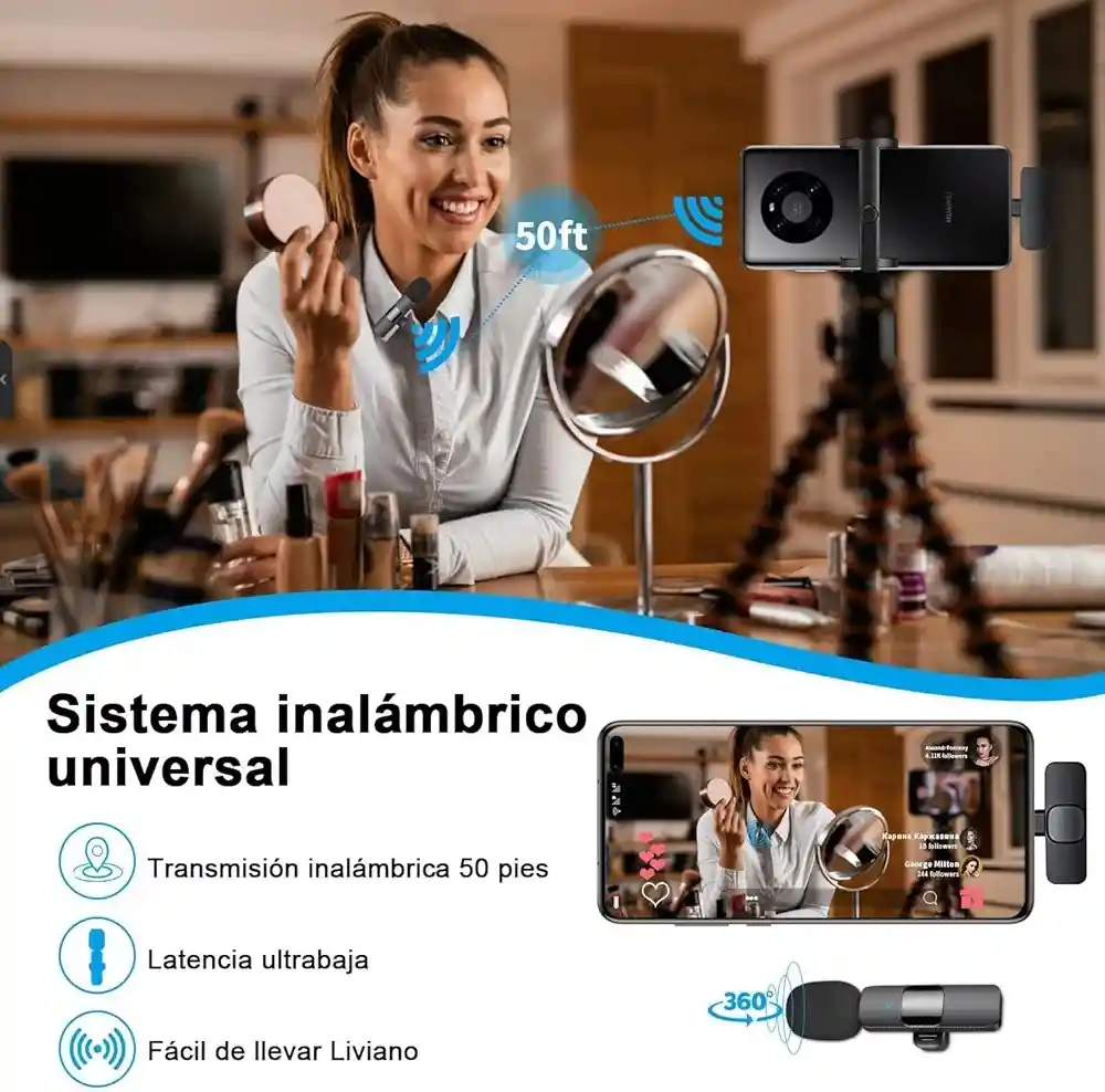 Microfono Inalambrico Tipo C Y Iphone Lightning