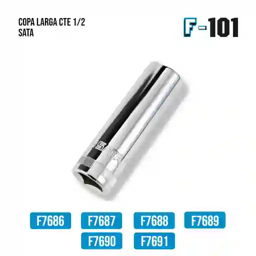 Copa Larga Cte 1/2" 6 Pt 13mm Sata Gl13404em