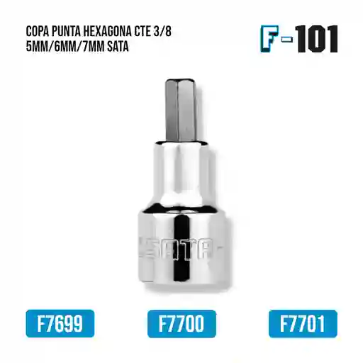 Copa Punta Hexagona Cte 3/8" X 50mm X 7mm Sata Gl22205em