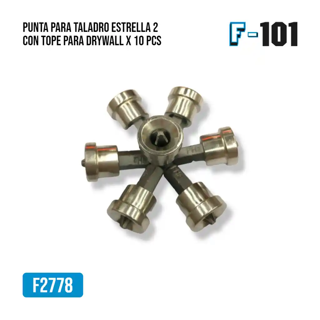 Punta Para Taladro Estrella 2 Con Tope Para Drywall X 10 Pcs